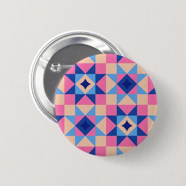 Badge Rond 5 Cm Courte moderne en bloc étoilé (Devant & derrière)