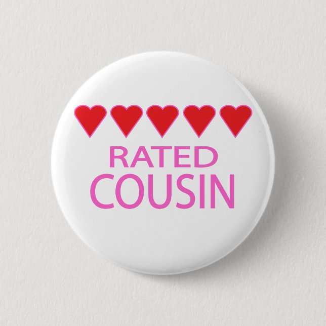 Badge Rond 5 Cm Cousin à cœur quintuple (Devant)