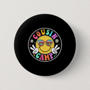 Badge Rond 5 Cm Cousin Camp 2025 Équipe de camping drôle d'été Fam