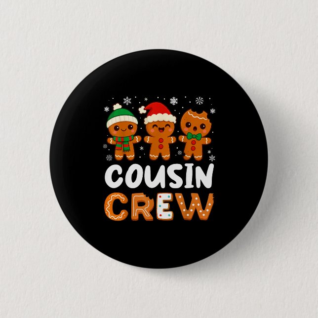 Badge Rond 5 Cm Cousin Crew Christmas 2025 Cookie Kids Boy Girl Fa (Devant)
