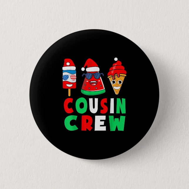 Badge Rond 5 Cm Cousin Crew Christmas In July Squad Pajamas Matchi (Devant)
