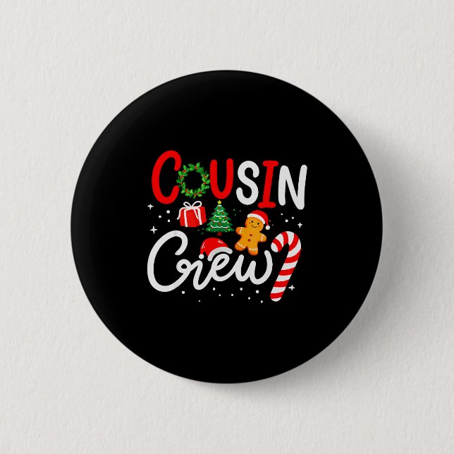 Badge Rond 5 Cm Cousin Crew Christmas Xmas Family Matching Pajamas (Devant)