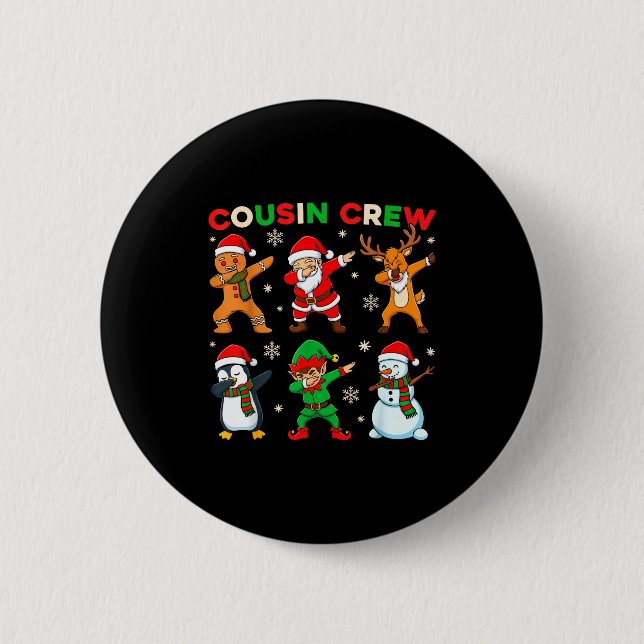 Badge Rond 5 Cm Cousin Crew Dabbing Santa Elf Friends Christmas Fu (Devant)