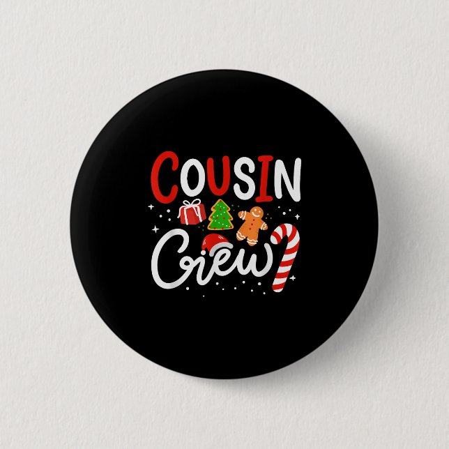 Badge Rond 5 Cm Cousin Crew Family Christmas Pajamas  (Devant)