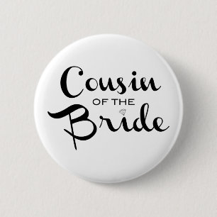 Badge Rond 5 Cm Cousin de la mariée noire blanche