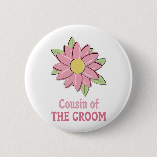 Badge Rond 5 Cm Cousin rose de marié de fleur (Devant)