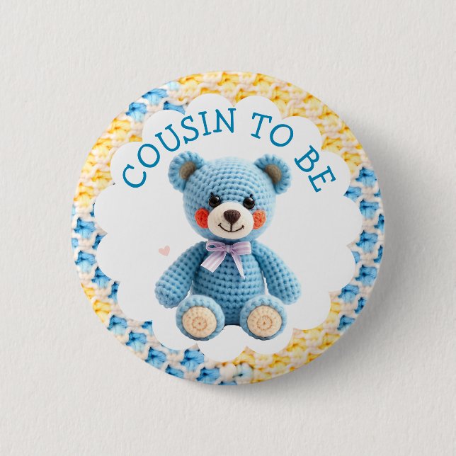 Badge Rond 5 Cm Cousin to Be | Boy's Baby Shower (Devant)