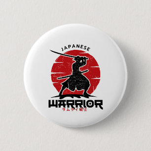 Badge Rond 5 Cm Coussin silhouette de samouraï japonais