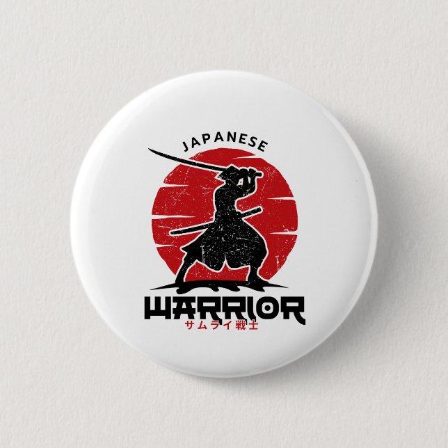 Badge Rond 5 Cm Coussin silhouette de samouraï japonais (Devant)
