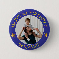 Coutume Gold Blue Joyeux anniversaire photo et âge