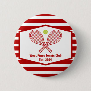 Badge Rond 5 Cm Coutume Tennis Country Club Red Stried