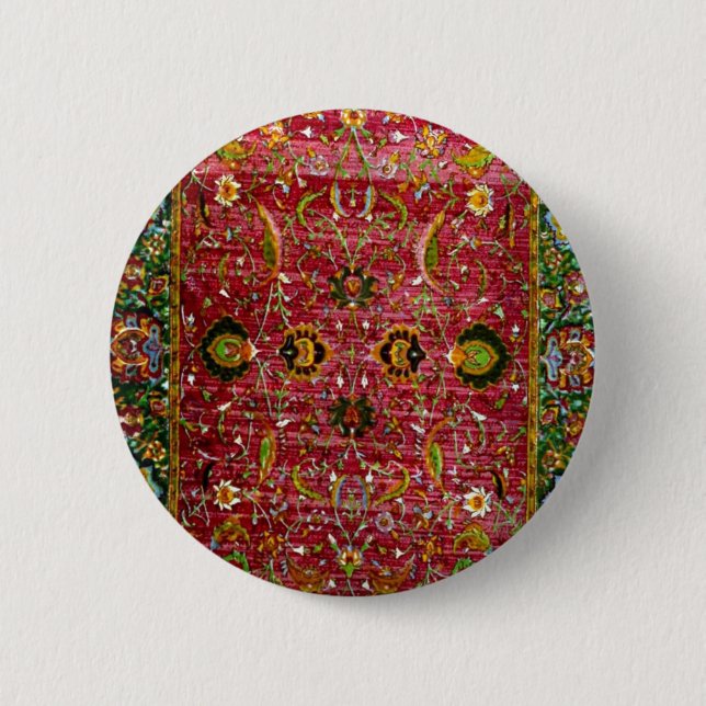 Badge Rond 5 Cm Couverture orientale en rouge et le vert (Devant)