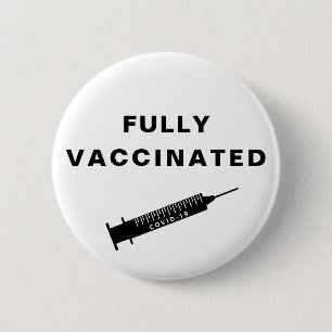 Badge Rond 5 Cm Covid-19 entièrement vacciné