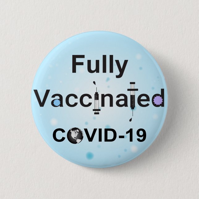 Badge Rond 5 Cm COVID-19 entièrement vacciné (Devant)