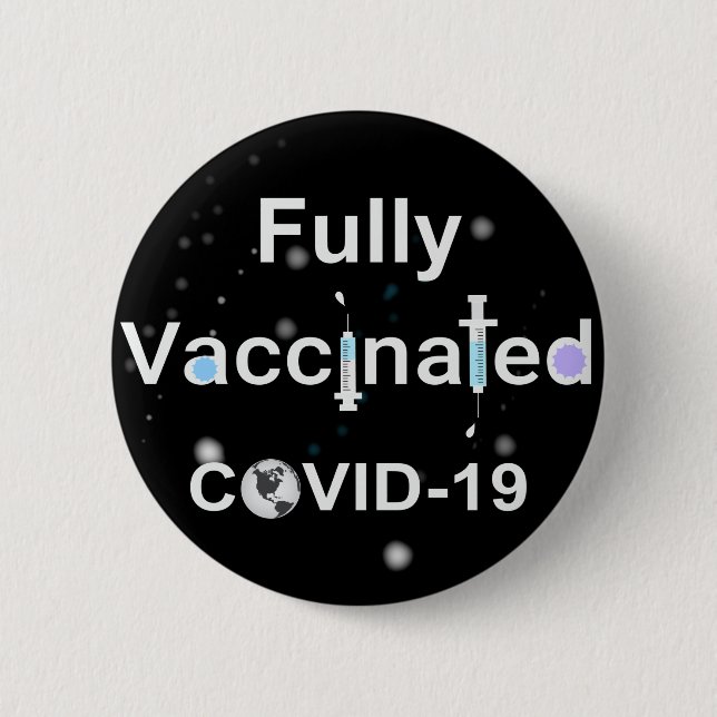 Badge Rond 5 Cm COVID-19 entièrement vacciné (Devant)