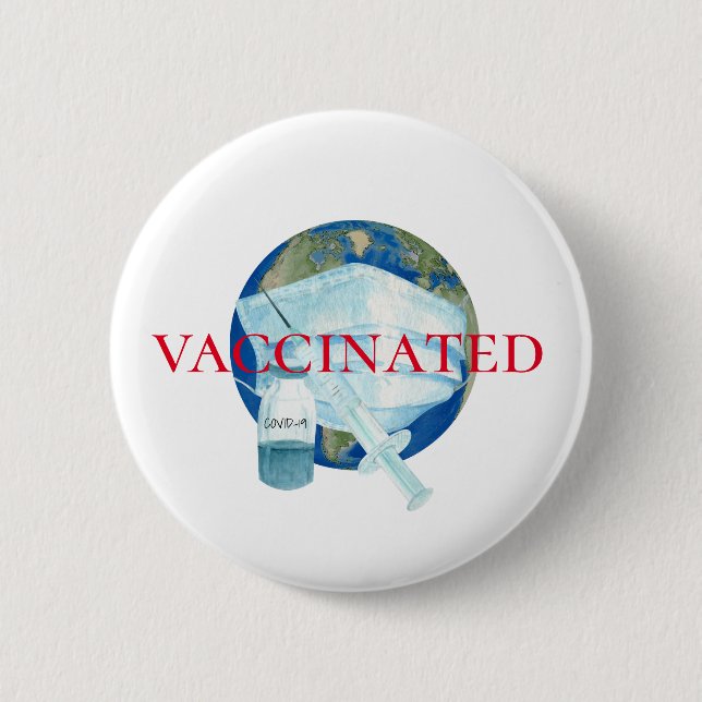 Badge Rond 5 Cm Covid-19 Monde J'ai été vacciné (Devant)