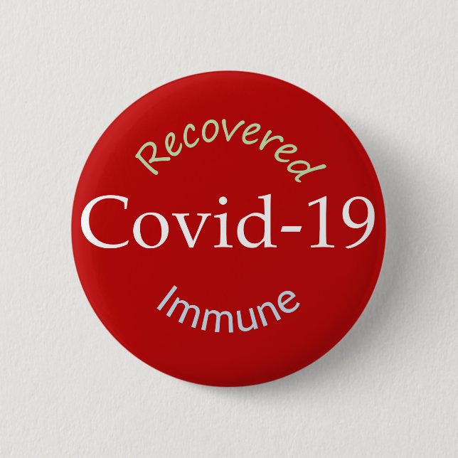 Badge Rond 5 Cm Covid-19 : Récupéré et immunisé (Devant)