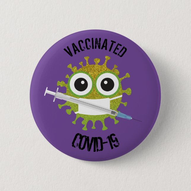 Badge Rond 5 Cm COVID-19 vacciné (Devant)