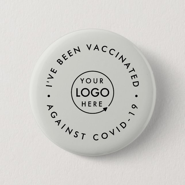 Badge Rond 5 Cm Covid-19 Vacciné | Logo d'entreprise gris moderne (Devant)