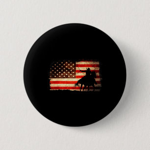 Badge Rond 5 Cm Cow-boy de Rodéo Occidental Drapeau Usa du 4 Juill