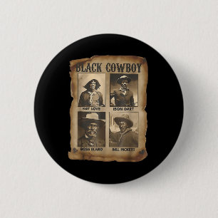 Badge Rond 5 Cm Cow-boy Noir Rodeo Western Mélanine Histoire Noire