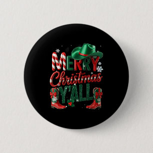 Badge Rond 5 Cm Cow-boy occidental Joyeux Noël salut cowgirl