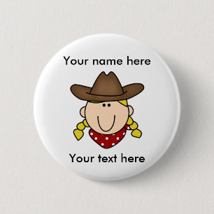 Badge Rond 5 Cm Cow-girl blonde faite sur commande