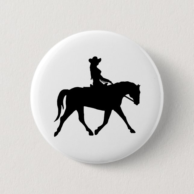 Badge Rond 5 Cm Cow-girl montant son cheval (Devant)