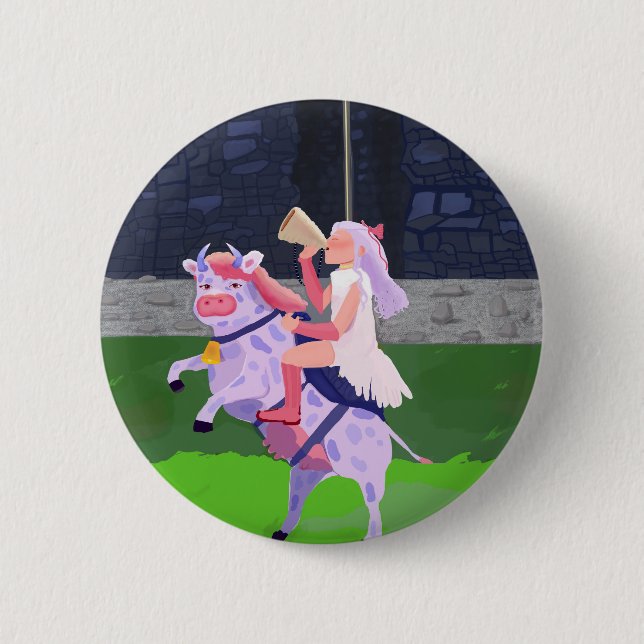 Badge Rond 5 Cm Cow warrior (Devant)