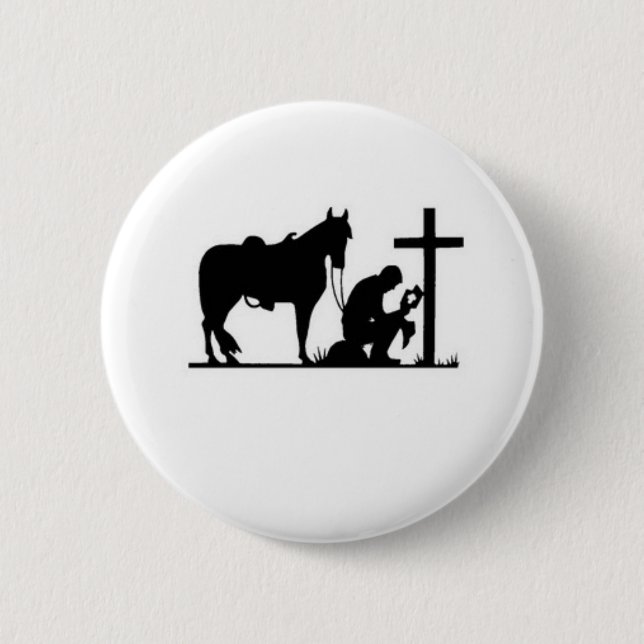 Badge Rond 5 Cm Cowboy à genoux (Devant)