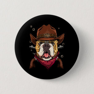 Badge Rond 5 Cm Cowboy American Bulldog Country Music Rodéo Howdy