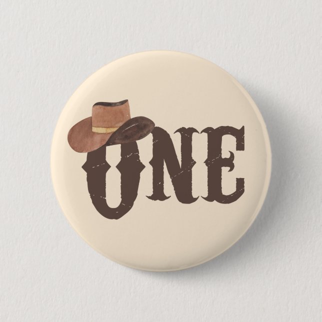 Badge Rond 5 Cm Cowboy Casquette Thème ONE 1er anniversaire (Devant)