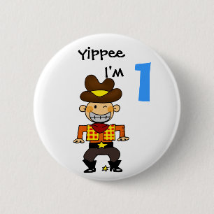 Badge Rond 5 Cm Cowboy de 1 an