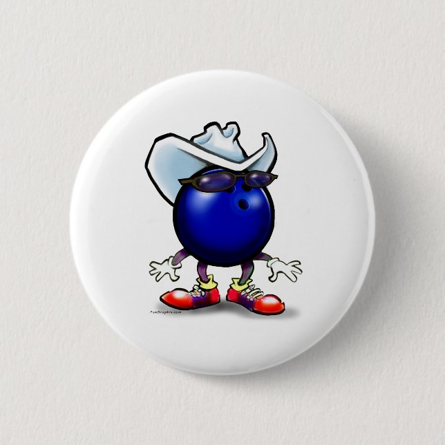 Badge Rond 5 Cm Cowboy de bowling (Devant)