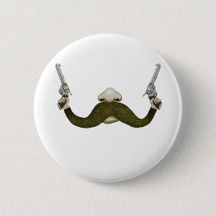 Badge Rond 5 Cm Cowboy de moustache