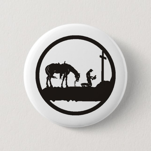 Badge Rond 5 Cm cowboy de prière (Devant)