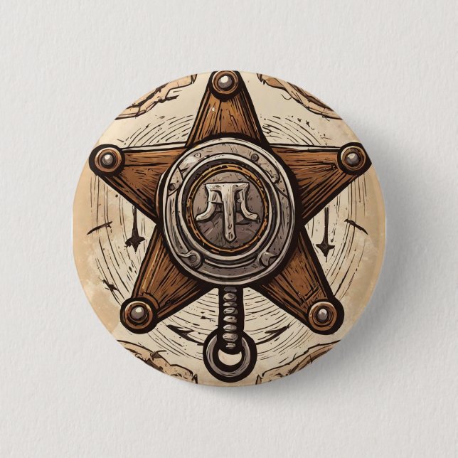 Badge Rond 5 Cm Cowboy fête d'anniversaire - Sheriff (Devant)