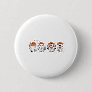 Badge Rond 5 Cm Cowboy Ghost Halloween Ghoul Design drôle Cowgirl