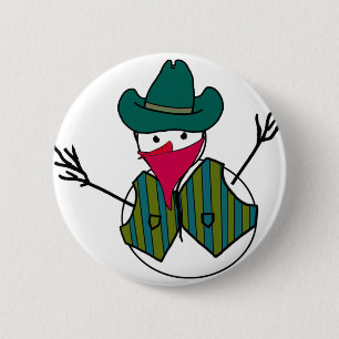 Badge Rond 5 Cm Cowboy Snowman Bandit