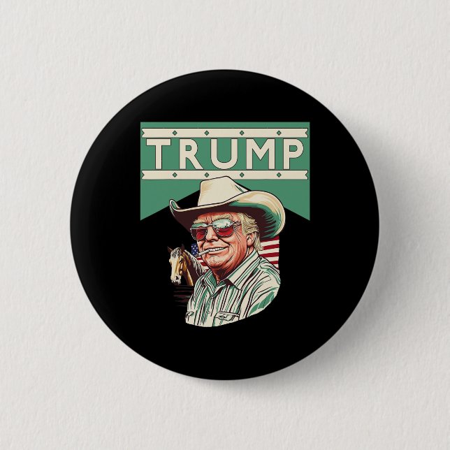 Badge Rond 5 Cm Cowboy Trump Trump est mon président (Devant)