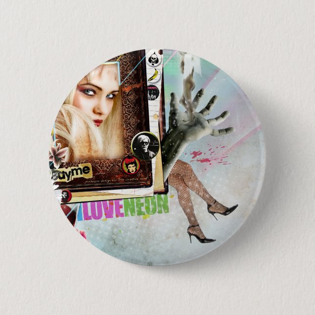 Badge Rond 5 Cm Cowboy urbain - neon1 - bouton (Devant)