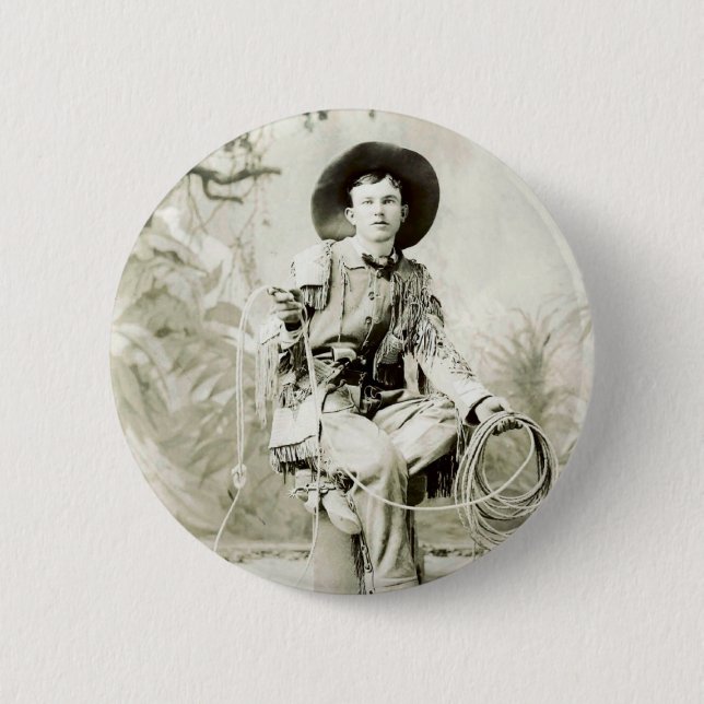 Badge Rond 5 Cm Cowboy vintage circa 1900 (Devant)