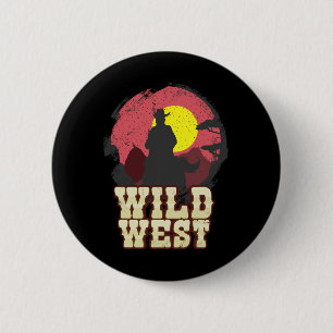 Badge Rond 5 Cm Cowboy Wild West Western Country Saddle Cadeau
