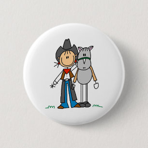 Badge Rond 5 Cm Cowgirl Avec T-shirts Cheval et Cadeaux