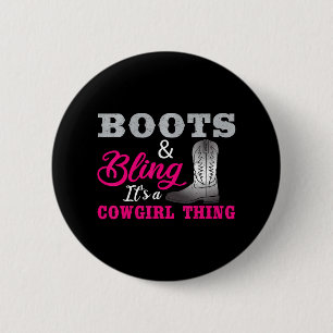 Badge Rond 5 Cm Cowgirl Boling Bling Country Lover Music Life