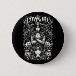 Badge Rond 5 Cm Cowgirl de fer