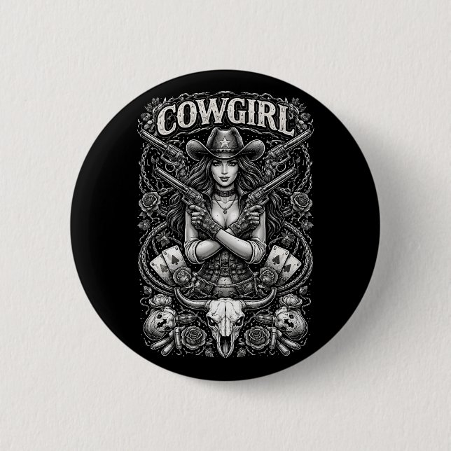 Badge Rond 5 Cm Cowgirl de fer (Devant)