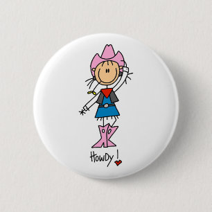 Badge Rond 5 Cm Cowgirl en T-shirts roses et cadeaux