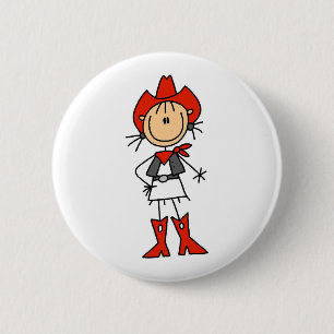 Badge Rond 5 Cm Cowgirl en T-shirts rouges et Cadeaux