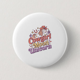 Badge Rond 5 Cm Cowgirl Licorne Lune Licorne Marchandises Fantaisi